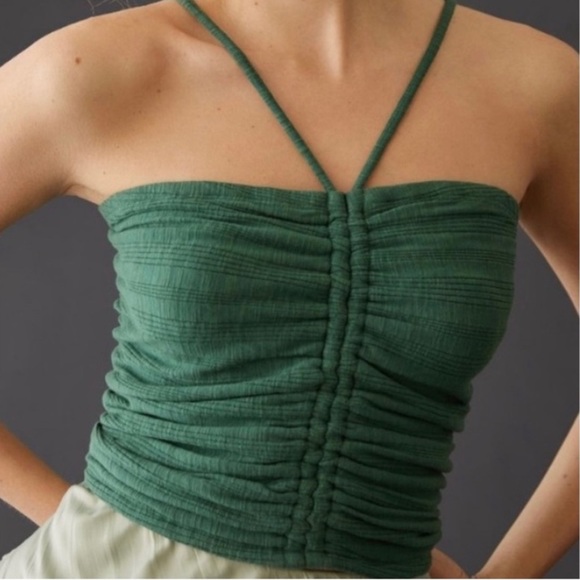 Anthropologie Tops - NWT Anthropologie Pilcro Ruched Ribbed Halter Top - Green - size XXS